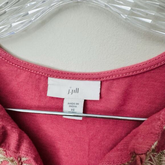 J Jill Red 3/4 Sleeve Boho Blouse Women’s Size XS - Picture 2 of 8